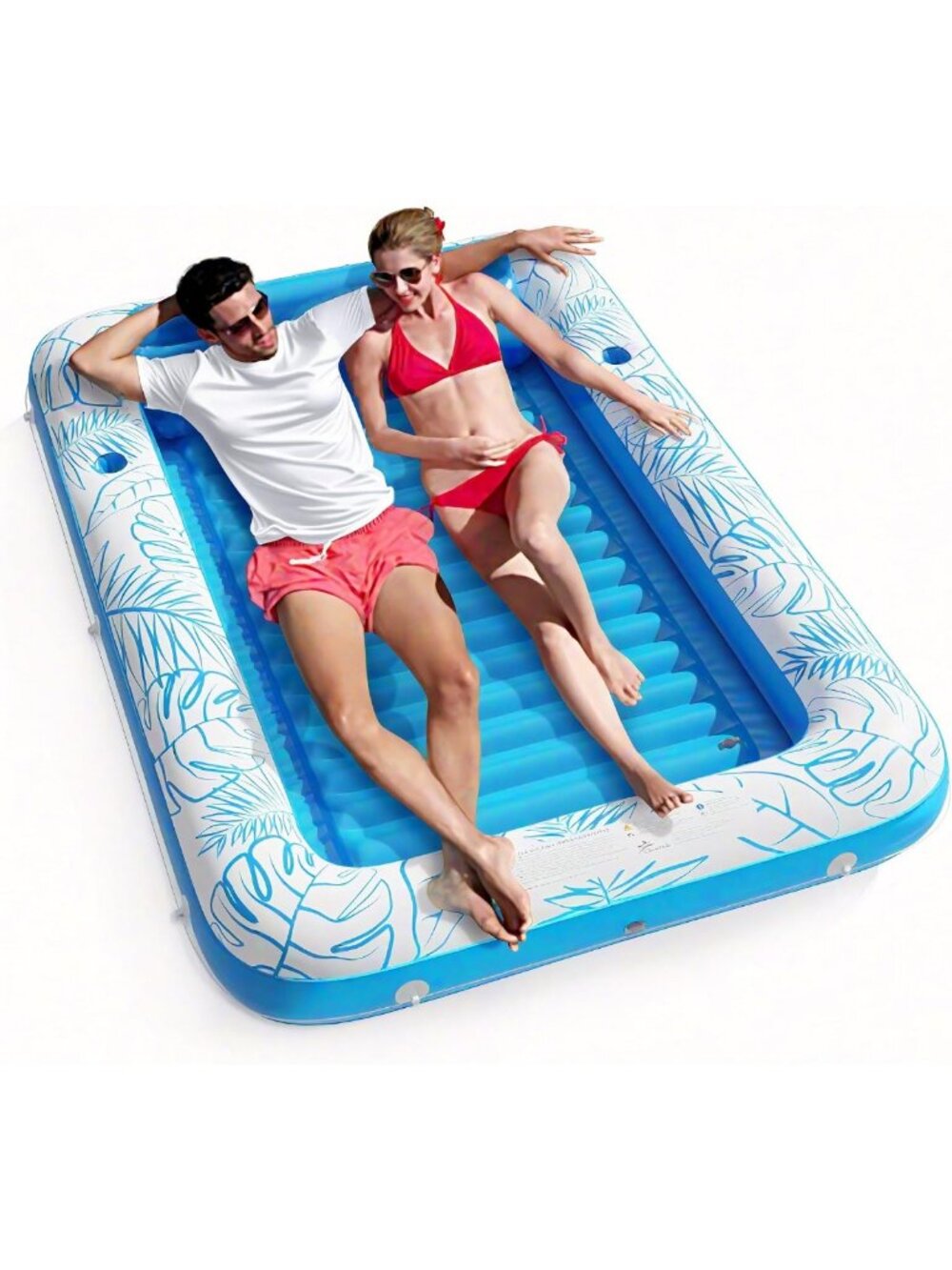 Inflatable Tanning Pool Lounger Float - 4 in 1 Sunbathing Raft for Kids & Adults